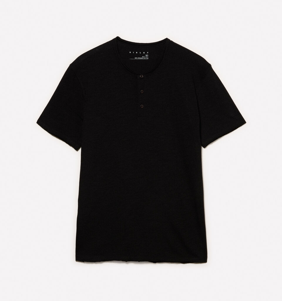 T-shirt serafino nera - t-shirt a manica corta da uomo - Nero | Sisley image number 5